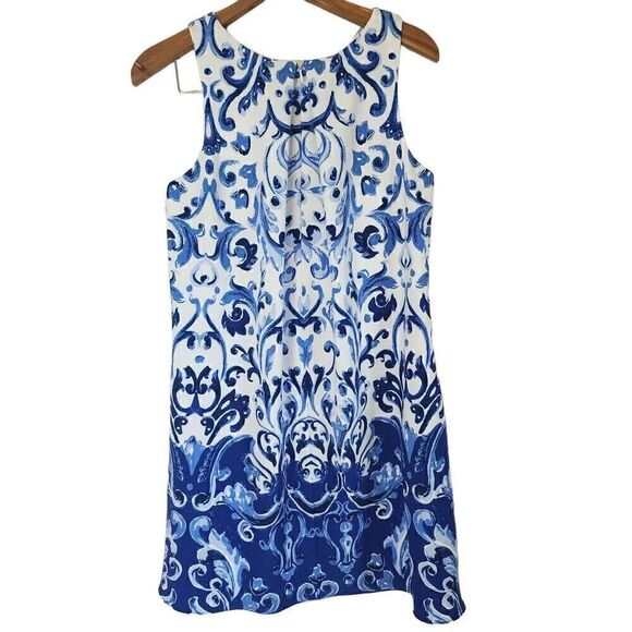 Lauren Ralph Lauren Sleeveless Floral Print Blue/white Sheath Dress Size 8 G13 - Picture 5 of 12